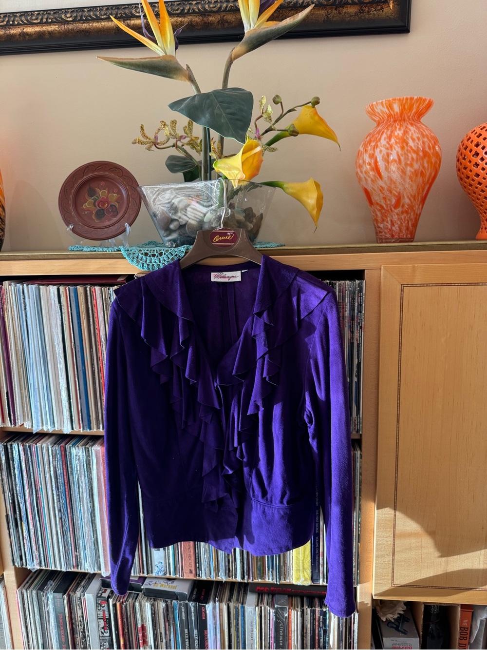 PRICE DROP: NWT COLLECTOR-MELANZONA/Neiman Marcus VIOLET LAMBSKIN SUEDE V-neck